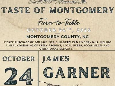 Taste of Montgomery poster — Farm-to-Table Oct 24, 2025, Montgomery County, NC, 5–8 PM