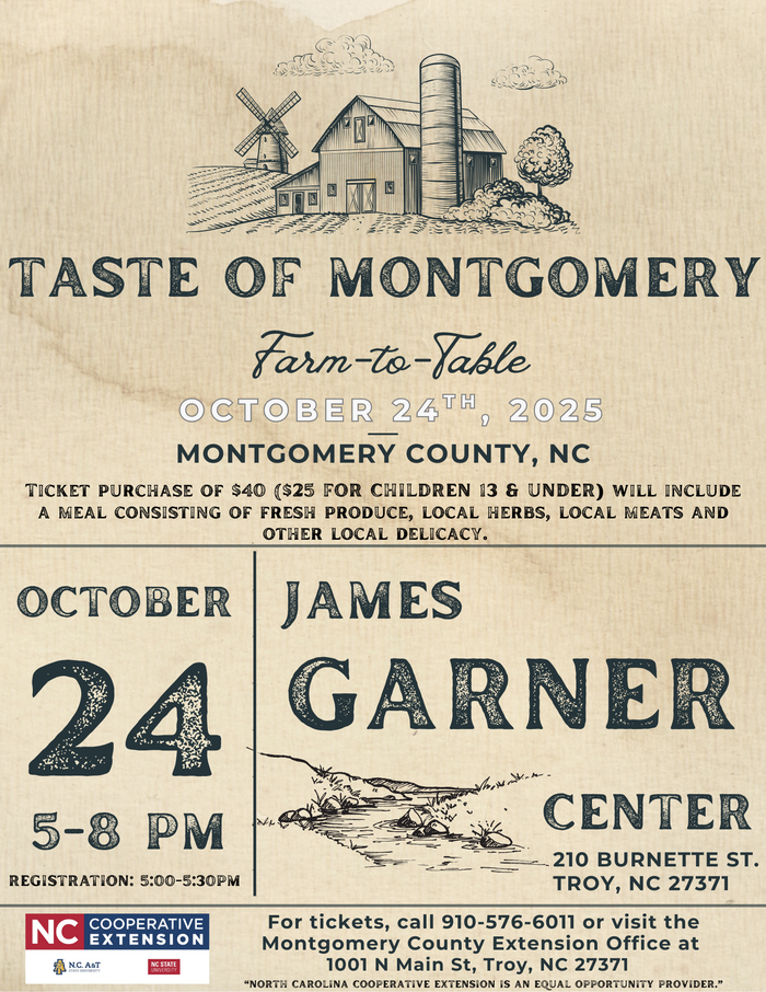 Taste of Montgomery farm-to-table, October 24, 2025, James Garner Center, Troy, NC