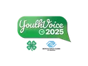Image of the YouthVoice Logo in scrolling lettering with the 4-H clover and Boys & Girls Club logo underneat