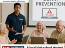 A highschooler teaches adults about scams. 