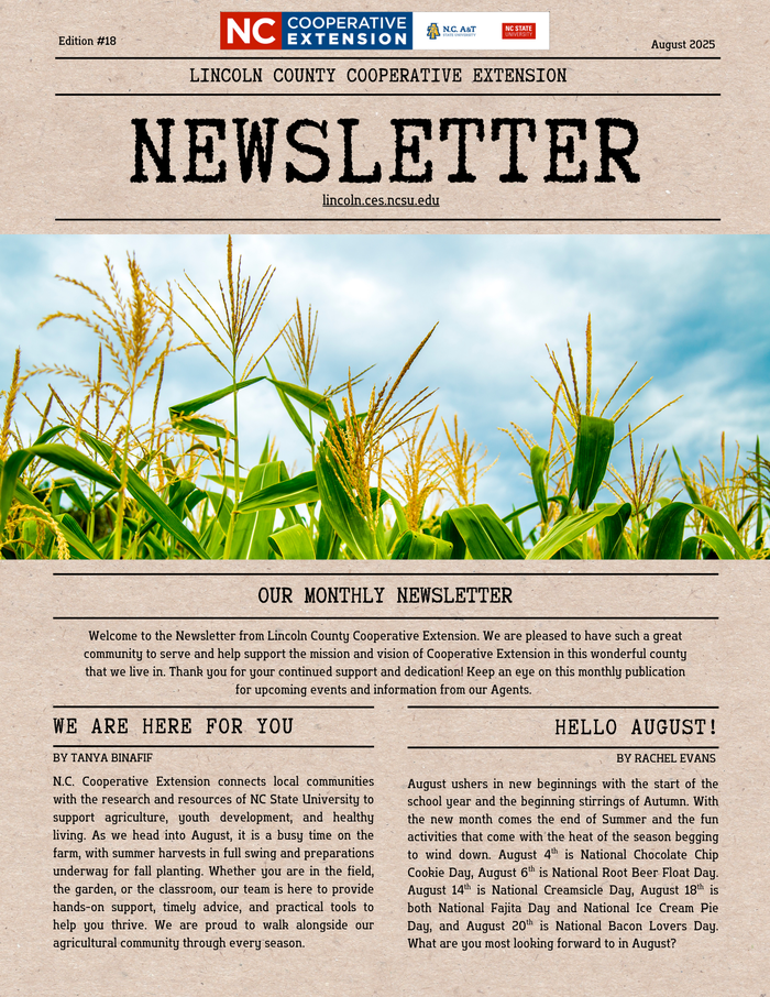 Page 1 of August 2025 Newsletter