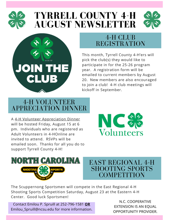 Flyer for August's Newsletter