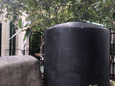 A large-scale rainwater harvesting cistern at the New Hanover County Arboretum
