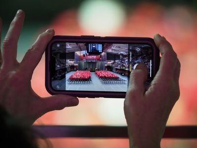 NC State University undergraduate students participate in commencement (graduation) during departmental graduations at Reynolds Coliseum. Photo by Marc Hall