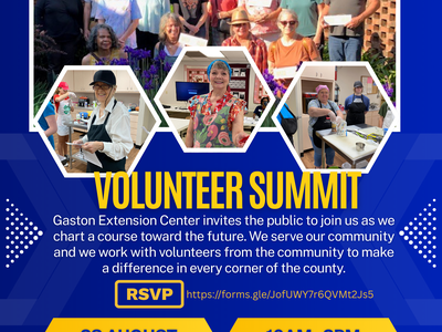 NC Cooperative Extension Volunteer Summit flyer; 23 August, 10AM–2PM; RSVP link