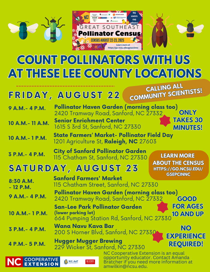 County Pollinators events and locations flyer.