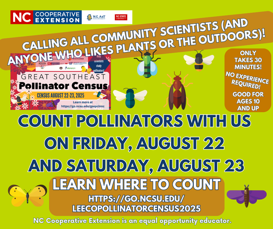 Count Pollinators with us on Friday, August 22 and Saturday, August 23.