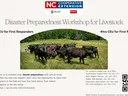 Disaster Preparedness Workshop for Livestock flyer; cattle in field; 4hrs CEU for First Responders