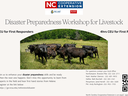 Disaster Preparedness Workshop for Livestock flyer; cattle in field; 4hrs CEU for First Responders