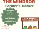 Windsor Farmers Market open August 1 and 15
