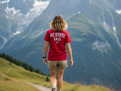 AI Generated image of a female hiking in the alps