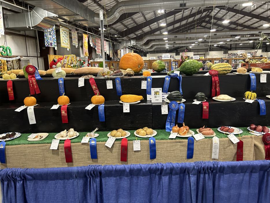 Horticulture exhibits displayed on tractor float for last years Mountain State Fair