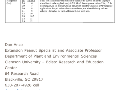 Boron and Manganese sifficiency levels and application guidelines from the production guide.