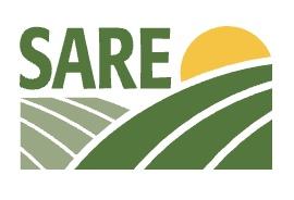 SARE logo with yellow sun rising over stylized green farmland