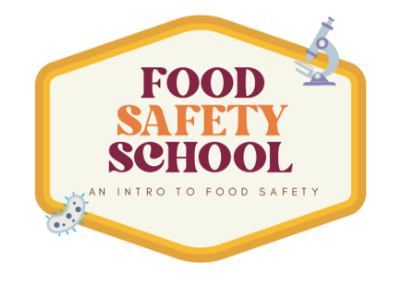 Food Safety School logo; text "FOOD SAFETY SCHOOL" and "An intro to food safety."