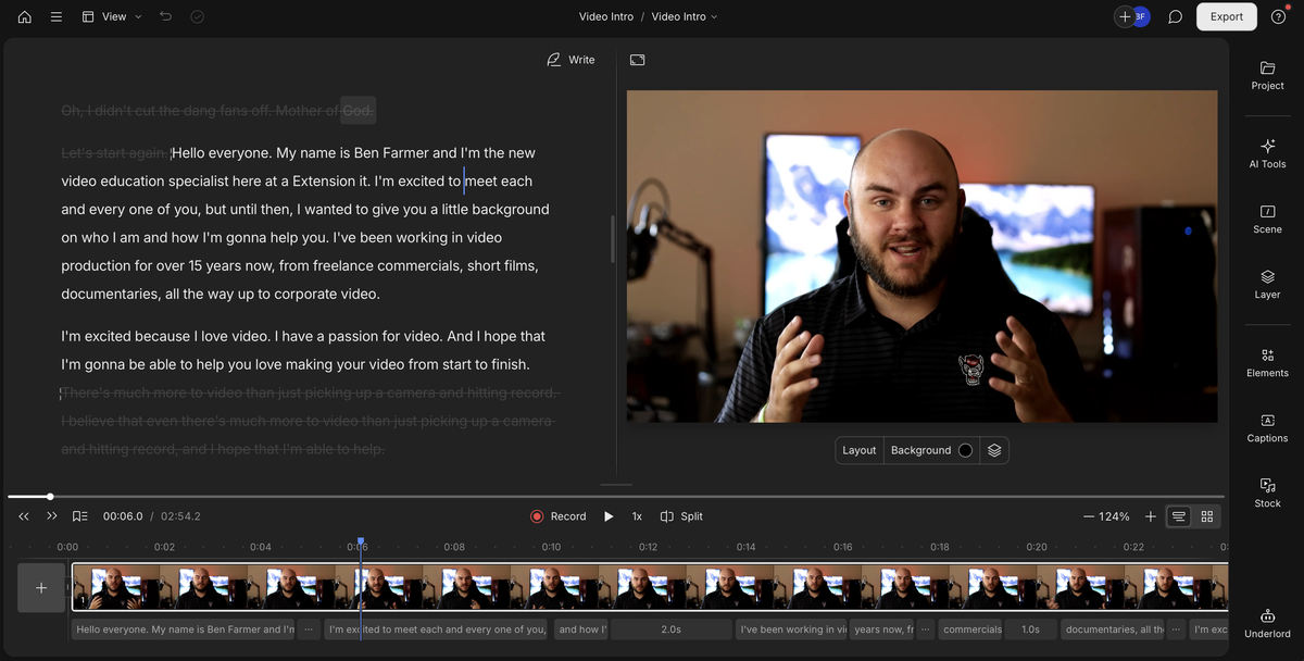 Ben Farmer in a Descript window