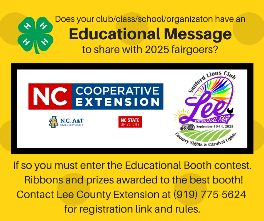Does your club have an educational message to share with fairgoers? If so you must enter the educational booth contest.