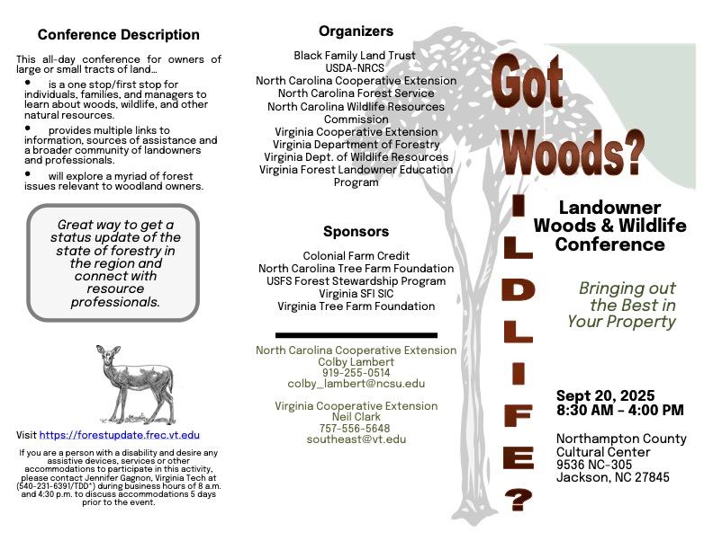 This is a handout for the 2025 VA NC Woods and Wildlife Page 2