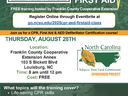 CPR/AED/First Aid Training flyer with date, time recigtration info