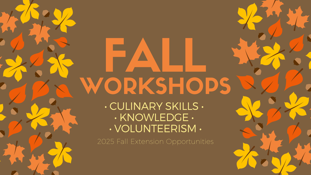 Fall Workshops - Culinary Skills, Knowledge, Volunteerism.