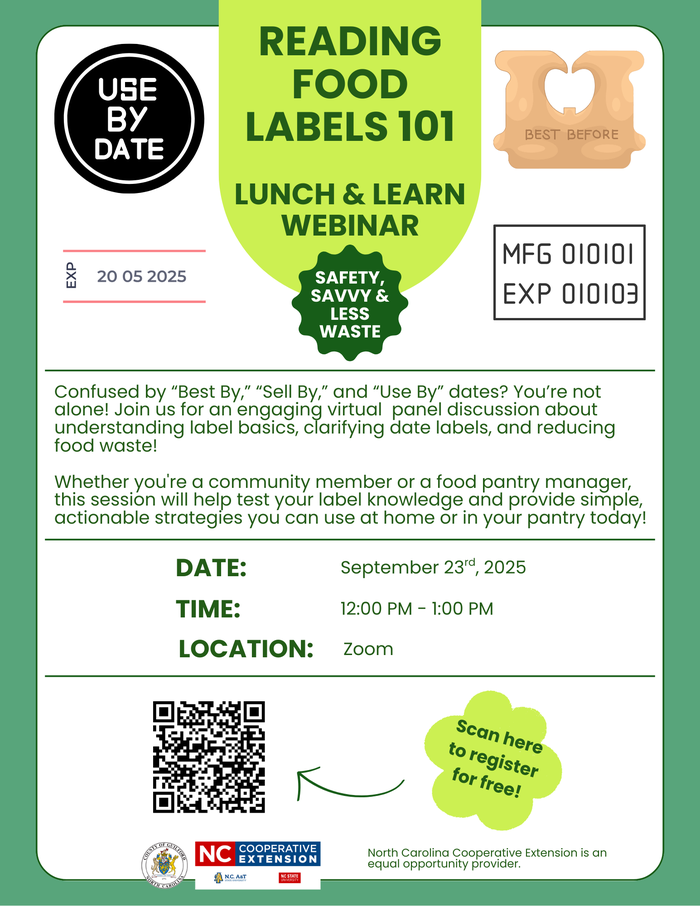 Reading food labels 101 webinar flyer