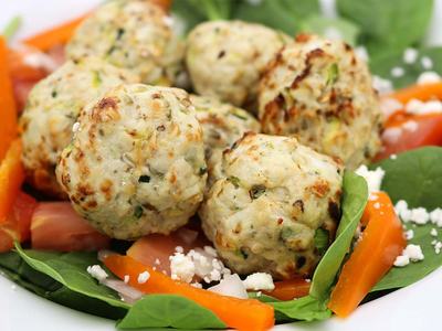 Turkey meatballs made with minced vegetables.
