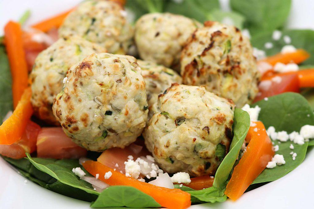 Turkey meatballs made with minced vegetables.