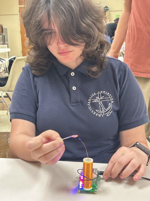 Pamlico County 4-H members building a Tesla coil during the It’s Electric project