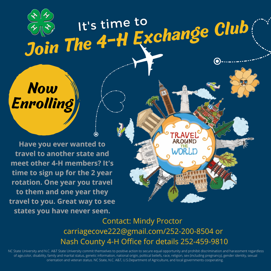 Join The 4‑H Exchange Club — Now Enrolling; "Travel Around the World"