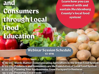 A flyer for a six part lunch and learn connecting producers and consumers.