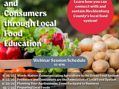 A flyer for a six part lunch and learn connecting producers and consumers.