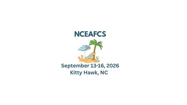 NCEAFCS with beach scene; text "September 13-16, 2026 Kitty Hawk, NC"
