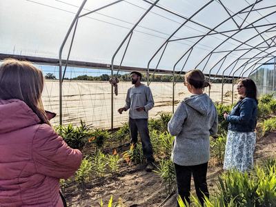An individual teaching about high tunnel production
