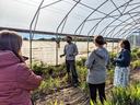 An individual teaching about high tunnel production