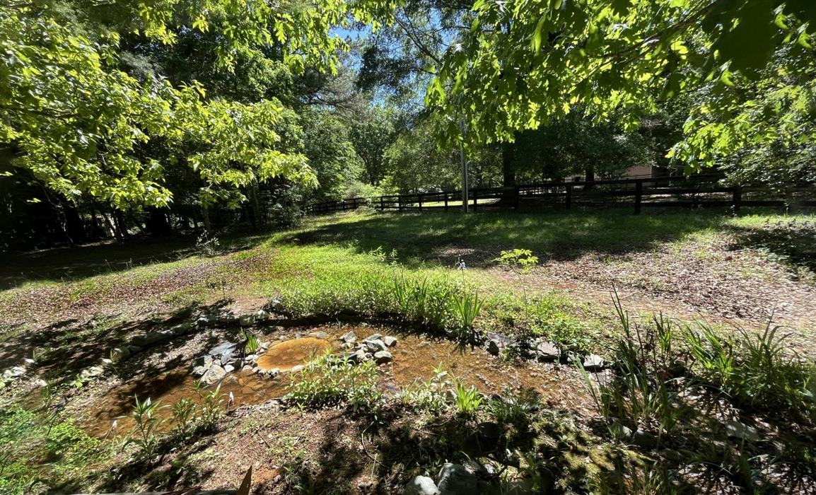 The detention pond filled with water.