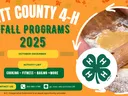 Pitt County 4‑H Fall Programs 2025 flyer; hands rolling dough; contact 252‑902‑1709