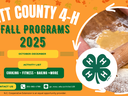 Pitt County 4‑H Fall Programs 2025 flyer; hands rolling dough; contact 252‑902‑1709