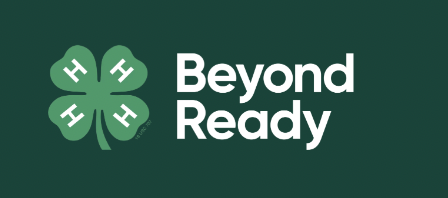 4‑H four‑leaf clover logo left of text "Beyond Ready" on dark green background