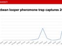 Graph showing soybean looper moth activity