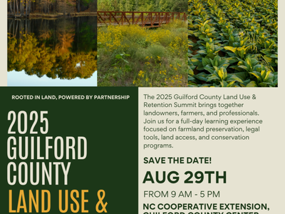 2025 Guilford County Land Use & Retention Summit poster; Aug 29, NC Cooperative Extension, Greensboro