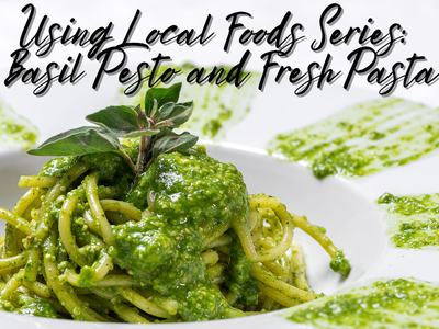 Basil pesto on pasta