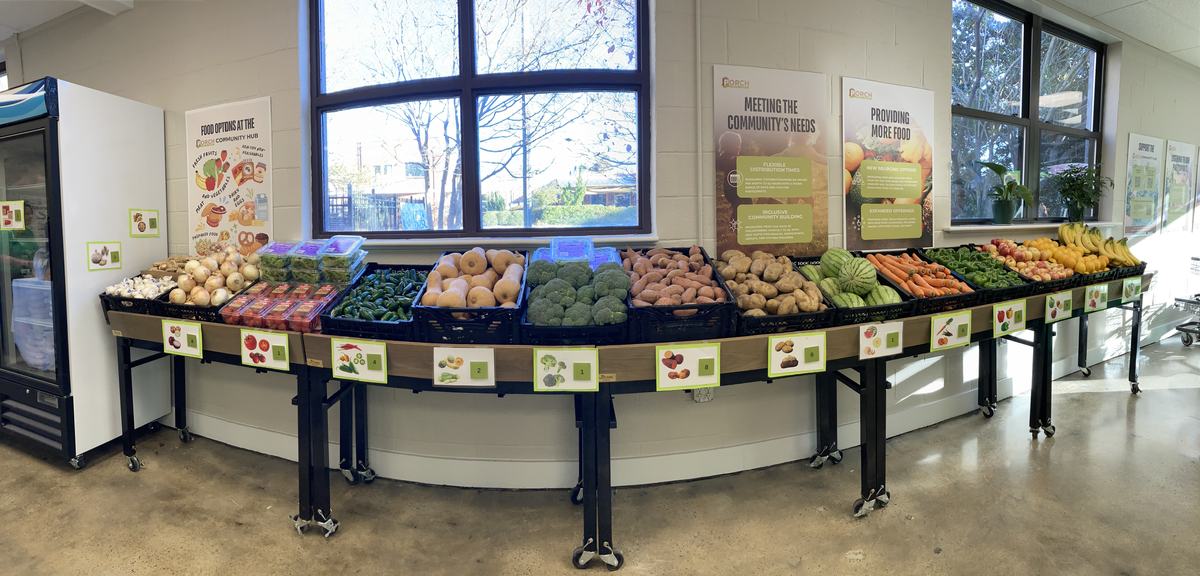 Produce at a foodbank ready to be picked up.