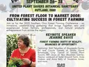 Conference flier for the 2025 Southern Ohio Forest Farming Conference featuring Jeanine Davis as keynote speaker