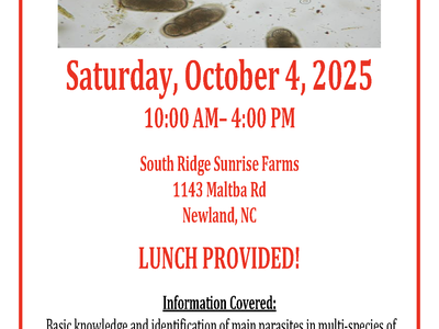 Parasite and Fecal Egg Count Field Day — MULTI‑SPECIES; Sat Oct 4 2025, 10AM–4PM