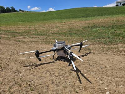 Drone Seeder in a Hayfield