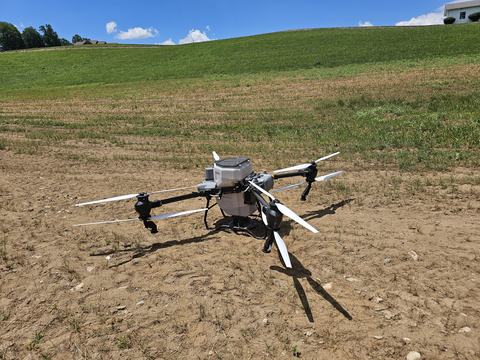Drone Seeder in a Hayfield