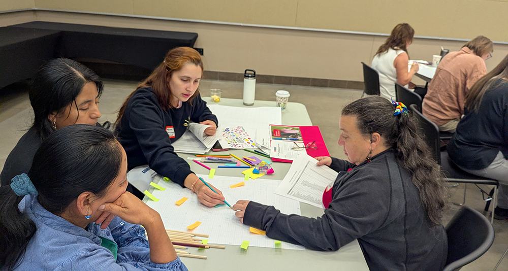 Hands-on design exercise during the pollinator workshop.