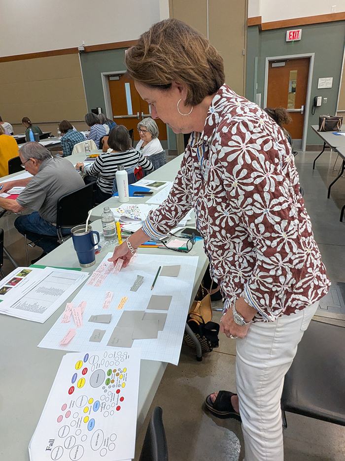 Hands-on design exercise during the pollinator workshop.