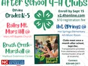After School 4-H Clubs flyer — Grades K–5; enroll by Sept 15 at v2.4honline.com; $10 fee