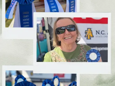 Photos of canned goods and winner